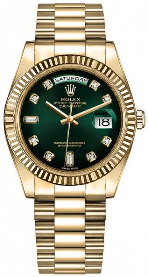 Rolex Day-Date 36 Green Diamond Dial Men's Watch 128238