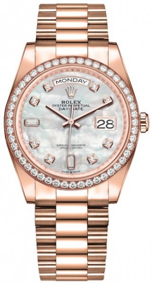 Rolex Day-Date 36 Diamond Everose Gold Men's Watch 128345RBR