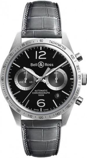 Bell & Ross Vintage Grey Leather Strap Men's Watch BRV126-BS-ST/SCR2