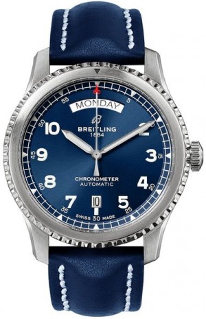 Breitling Aviator 8 Day Date Blue Dial Men's Watch A45330101C1X5