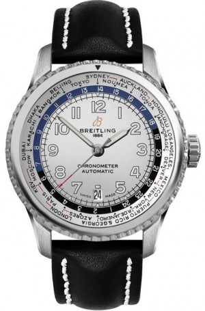 Breitling Aviator 8 Unitime Silver Dial Men's Watch AB3521U0/G838-441X