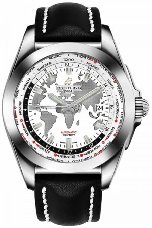 Breitling Galactic Unitime World Map White Dial Men's Watch WB3510U0/A777-435X