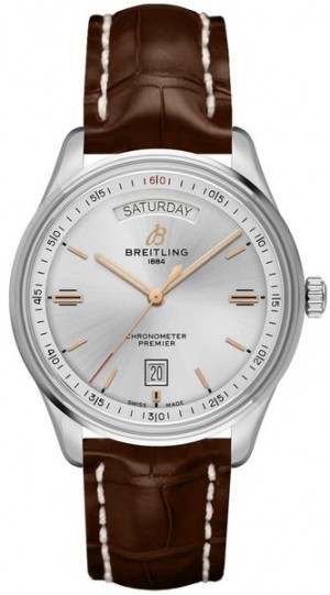 Breitling Premier Day Date Silver Dial Men's Watch A45340211G1P2
