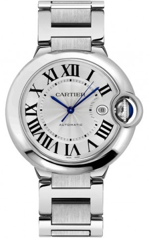 Cartier Ballon Bleu Guilloche Silver Dial Men's Dress Watch W69012Z4