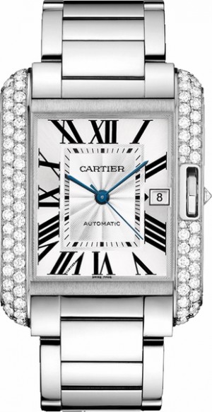 Cartier Tank Anglaise Solid 18k White Gold Luxury Watch WT100010