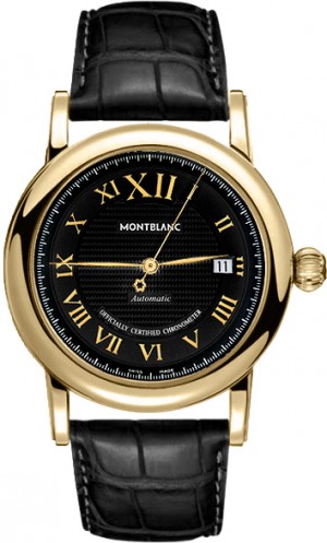 MontBlanc Star Black Dial Solid 18k Gold Men's Luxury Watch 103093