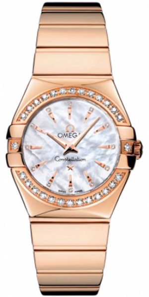 Omega Constellation Rose Gold Diamond Women's Watch 123.55.27.60.55.006