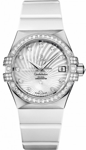 Omega Constellation Solid 18k White Gold Women's Watch 123.57.35.20.55.005