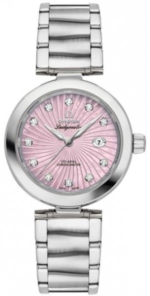 Omega De Ville Ladymatic Pearl Pink & Diamond Dial Ladies Watch 425.30.34.20.57.001