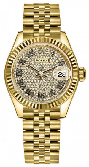 Rolex Lady-Datejust 28 Diamond Pave Dial Women's Watch 279178