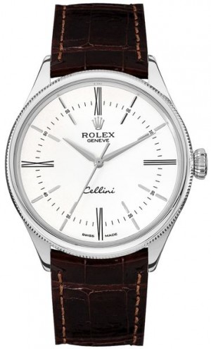 Rolex Cellini Time White Dial Index Hour Markers Men's Watch 50509
