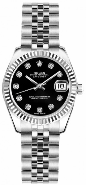 Rolex Lady-Datejust 26 Black Dial Women's Watch 179174