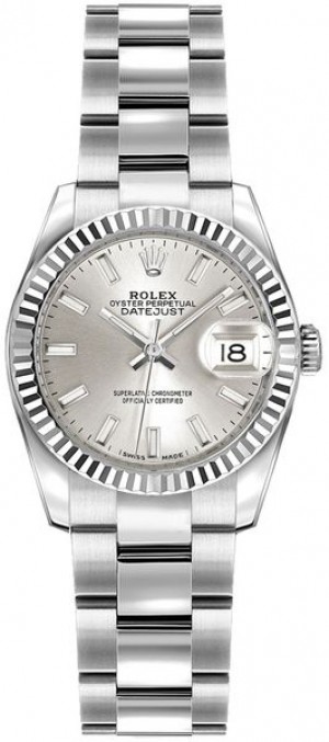 Rolex Lady-Datejust 26 Silver Dial Oyster Bracelet Watch 179174