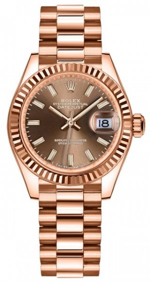 Rolex Lady-Datejust 28 Chocolate Dial Women's Watch 279175