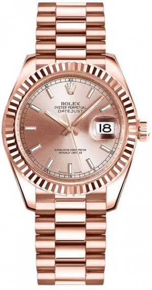 Rolex Datejust 31 Everose Gold President Bracelet Women's Watch 178275