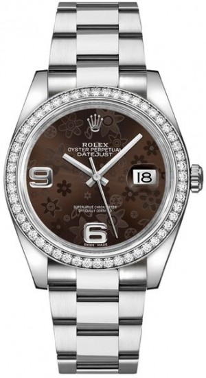 Rolex Datejust 36 Brown Floral Dial Watch 116244