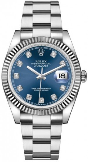 Rolex Datejust 36 Blue Dial Set with Diamonds Luxury Watch 126234