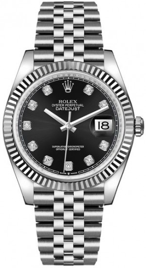 Rolex Datejust 36 Black Dial Diamond Luxury Watch 126234