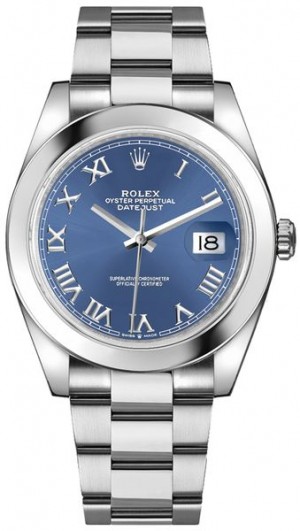 Rolex Datejust 41 Blue Roman Numeral Dial Men's Watch 126300