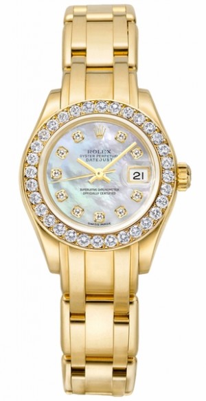 Rolex Pearlmaster Solid 18k Yellow Gold Diamond Women's Watch 80298
