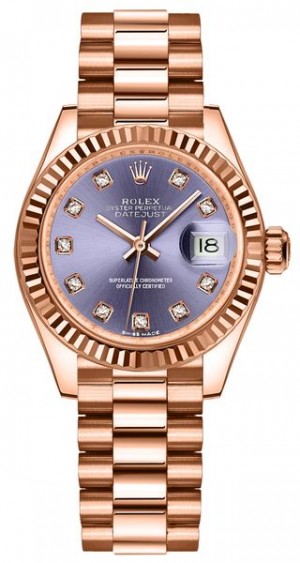 Rolex Lady-Datejust 28 Aubergine Dial Women's Watch 279175