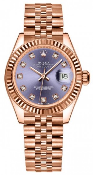 Rolex Lady-Datejust 28 Rose Gold Jubilee Bracelet Women's Watch 279175