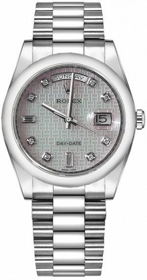 Rolex Day-Date 36 Platinum Mother of Pearl Watch 118206