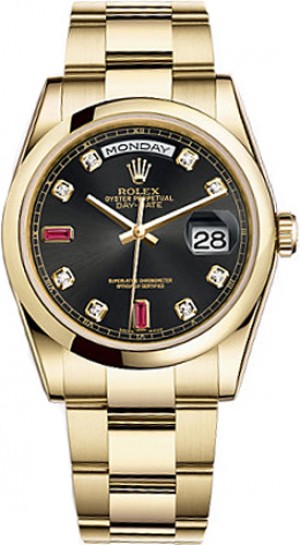Rolex Day-Date 36 Black Dial Watch 118208