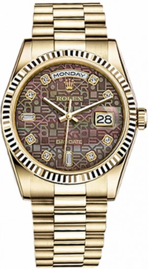 Rolex Day-Date 36 Diamond Dial Gold Watch 118238