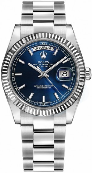 Rolex Day-Date 36 Blue Dial Oyster Bracelet Watch 118239