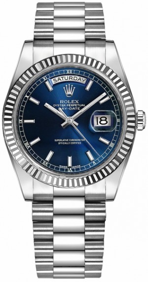 Rolex Day-Date 36 Blue Dial White Gold Watch 118239