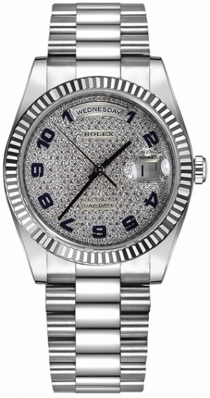 Rolex Day-Date 36 Diamond Pave Dial Gold Watch 118239