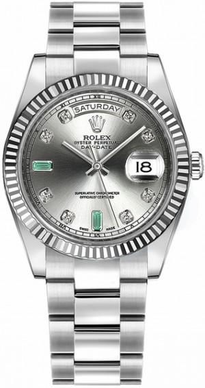 Rolex Day-Date 36 Diamond Emeralds Gold Watch 118239