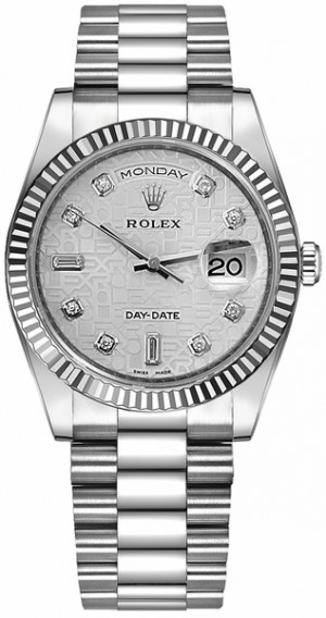 Rolex Day-Date 36 Silver Jubilee Diamond Dial Gold Watch 118239