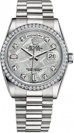 Rolex Day-Date 36 Platinum Diamond President Bracelet Watch 118346