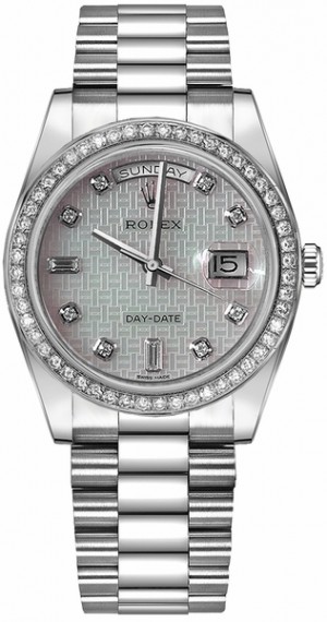 Rolex Day-Date 36 Platinum Diamond Men's Watch 118346