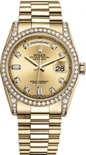 Rolex Day-Date 36 Champagne Diamond Watch 118388