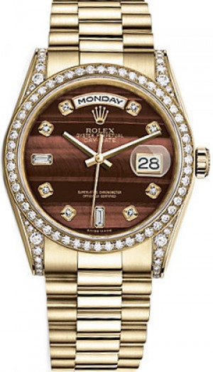 Rolex Day-Date 36 Brown Diamond Gold Watch 118388