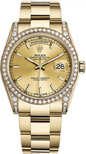 Rolex Day-Date 36 Champagne Dial Oyster Bracelet Watch 118388