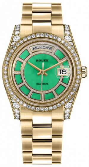 Rolex Day-Date 36 Green Diamond Dial Oyster Bracelet Watch 118388
