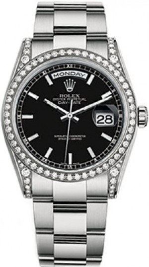 Rolex Day-Date 36 Black Dial Oyster President Gold Watch 118389