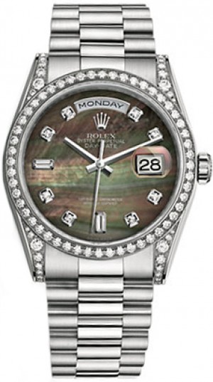 Rolex Day-Date 36 Solid 18K White Gold Diamond Watch 118389