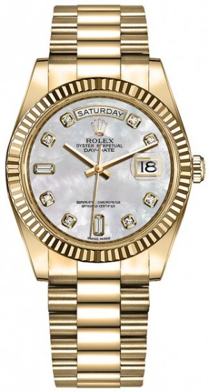 Rolex Day-Date 36 Fluted Bezel President Bracelet Women's Watch 128238