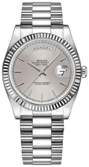 Rolex Day-Date 36 18k White Gold Women's Watch 128239