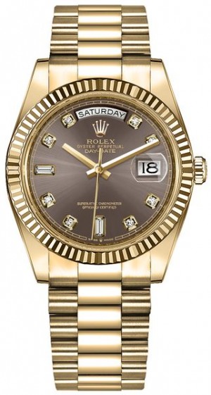 Rolex Day-Date 36 Dark Grey Dial Women's Watch 128238