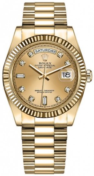 Rolex Day-Date 36 Champagne Diamond Dial Women's Watch 128238