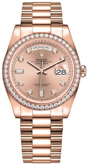 Rolex Day-Date 36 Diamond Bezel Women's Watch 128345RBR