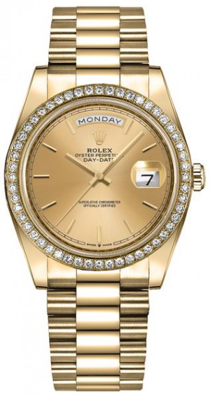 Rolex Day-Date 36 Champagne Index Dial Women's Watch 128348RBR