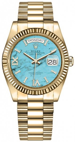 Rolex Day-Date 36 Turquoise Dial Women's Watch 128238