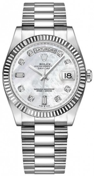 Rolex Day-Date 36 White Gold Mother of Pearl Women's Watch 128239